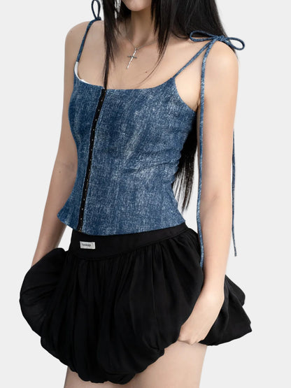 Hoo Design Blue Denim Wash Top