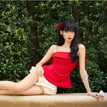 Colin Smocked Cami Top With Ruffled Bust (Pre-order)