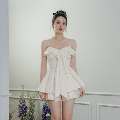 Colin Pleated Bust Cami Top With Flowy Hem