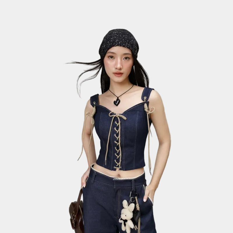 Cera Denim Corset Cami Top