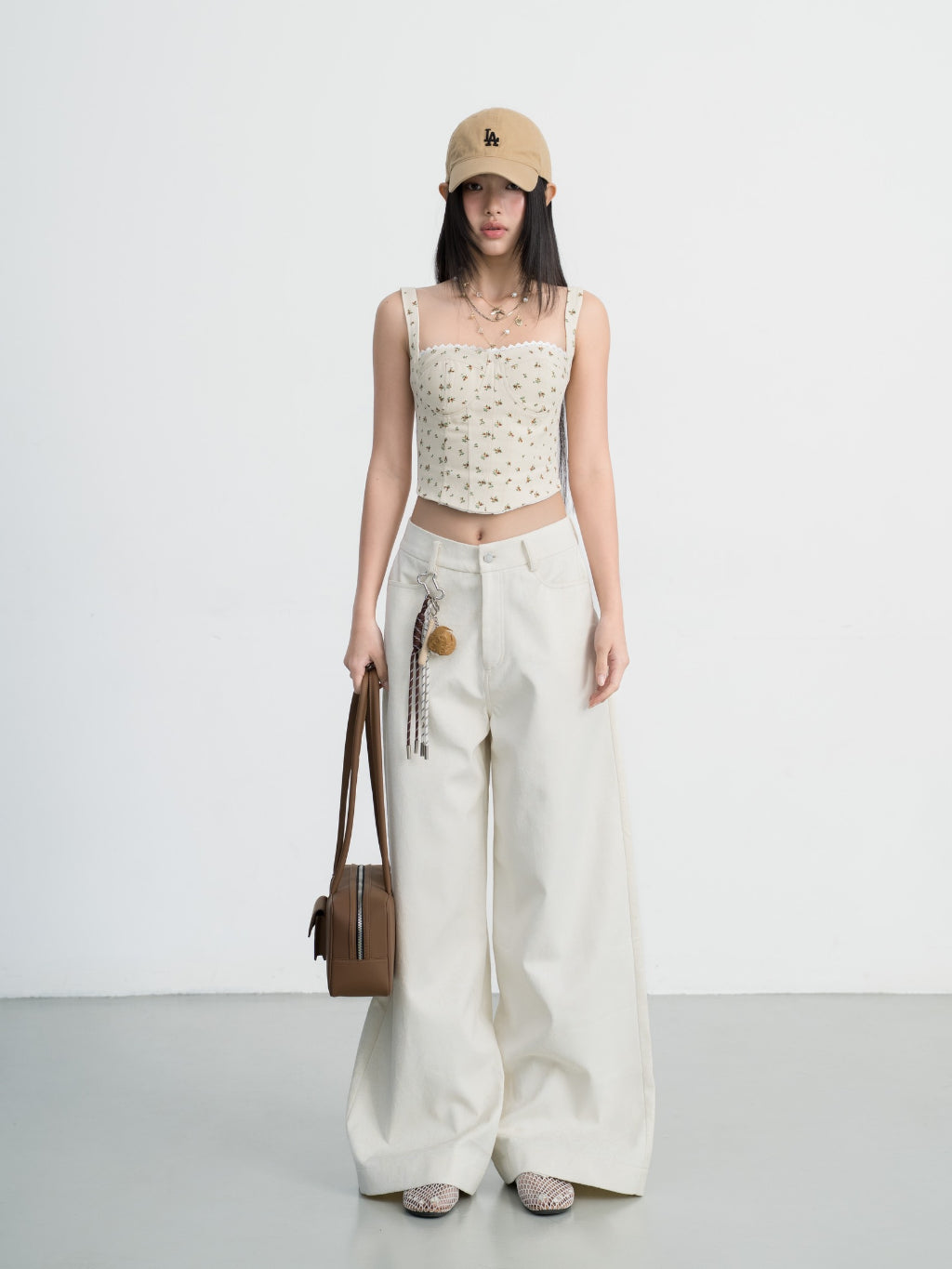 Hoo Design Floral Denim Corset Top