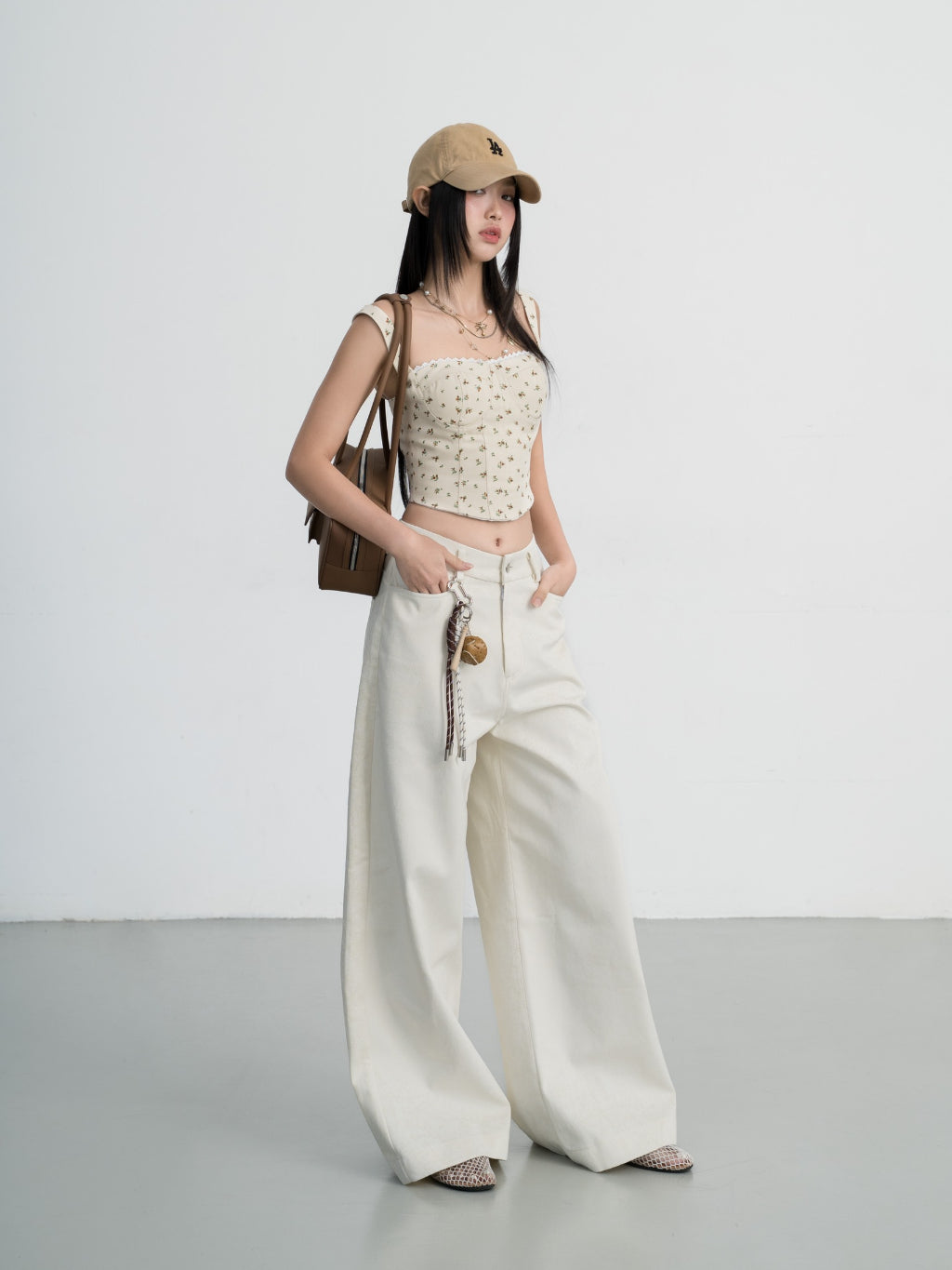 Hoo Design Floral Denim Corset Top