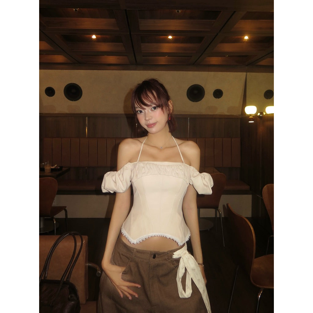 Cera Puff Sleeve Zipper Corset