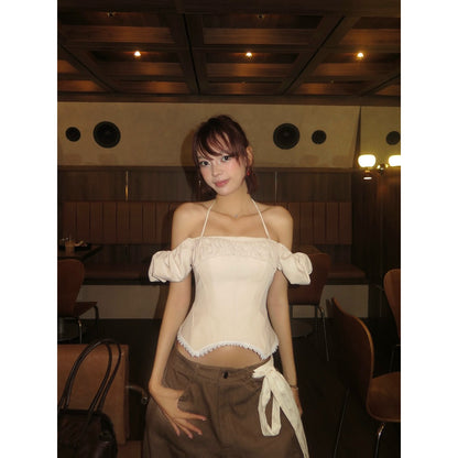 Cera Puff Sleeve Zipper Corset