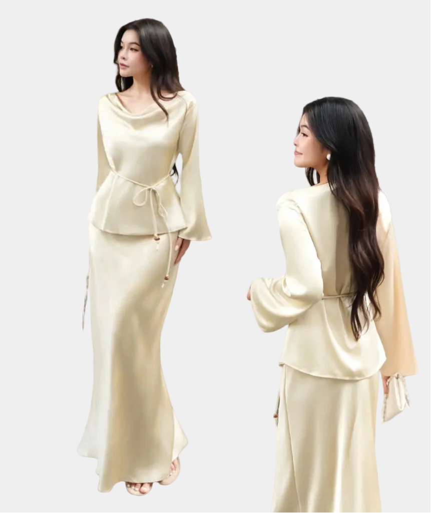 La Boutique Cowl Neck Flare-Sleeve Silk Top