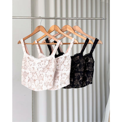 La Boutique Wide-Strap Lace Cami Top