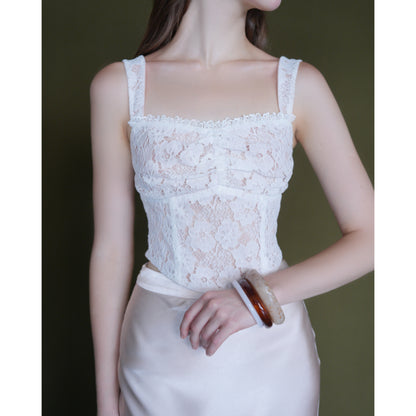 La Boutique Wide-Strap Lace Cami Top