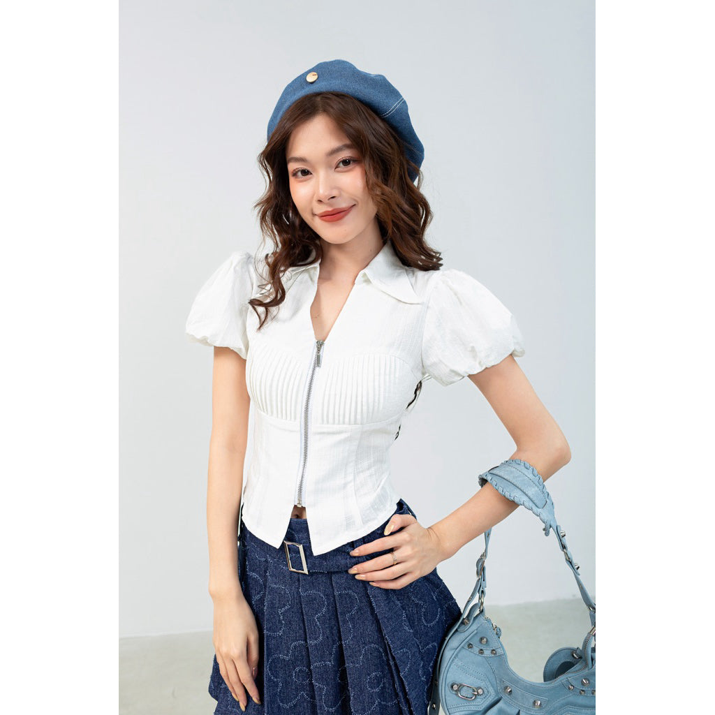 Cera Zip Pleated Shirt