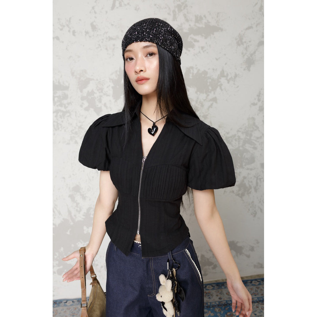 Cera Zip Pleated Shirt