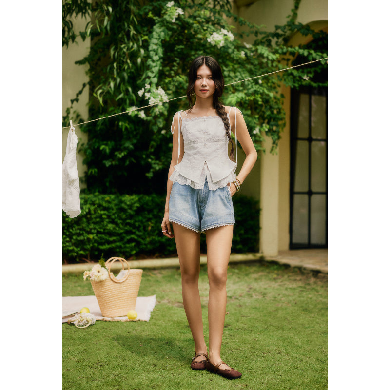 La Boutique Tie-Shoulder Fitted Camisole Top