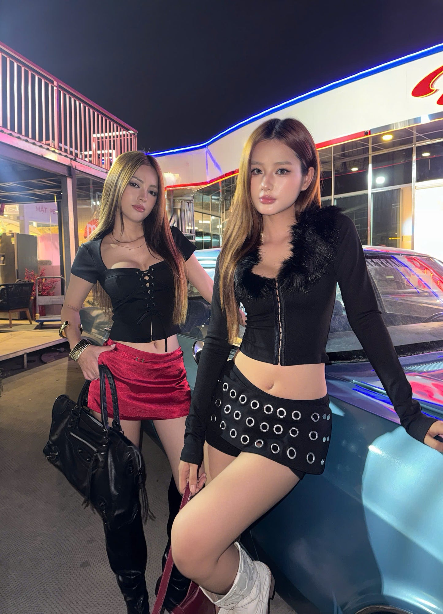Kill System Fur V-Neck Long Sleeve Top Fine Girl