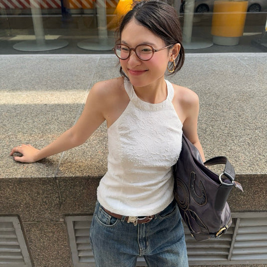 Aufra Studio Embroidered Halter Top