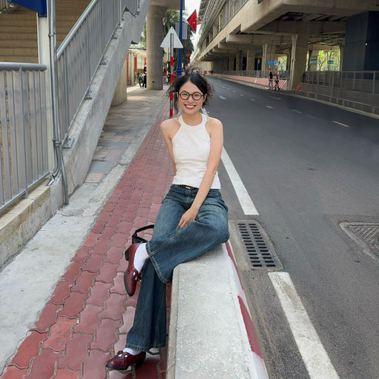 Aufra Studio Embroidered Halter Top