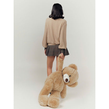 Colin Checkered Knit Top With Attached Collar And Sleeves (Pre-order)