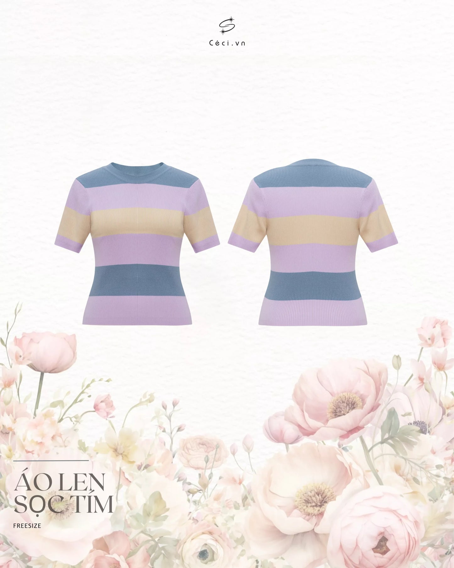 Ceci Purple Striped Knit Top