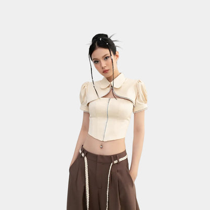 Cera Short Sleeve Corset Shirt