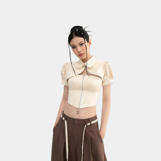 Cera Short Sleeve Corset Shirt