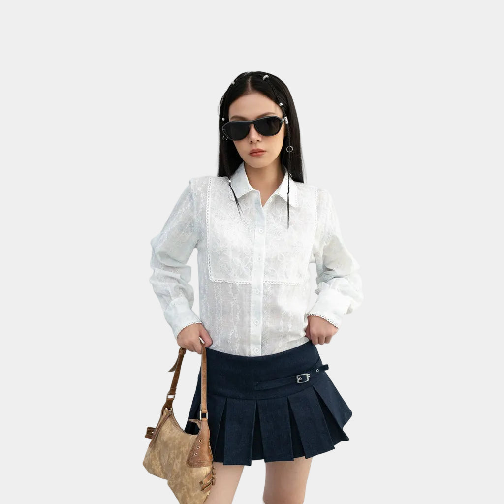 Cera Puff Sleeve Lace Shirt
