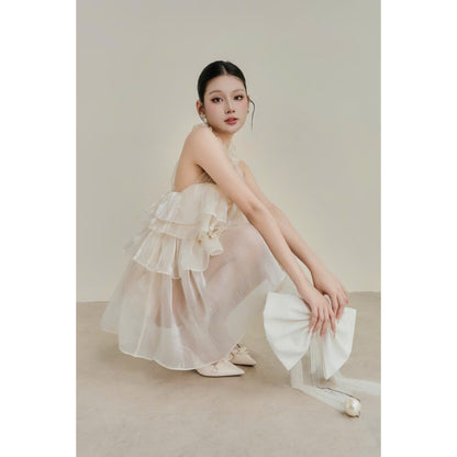 Colin Sleeveless Round-Neck Layered Top With Mesh Detail