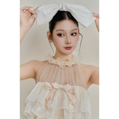 Colin Sleeveless Round-Neck Layered Top With Mesh Detail