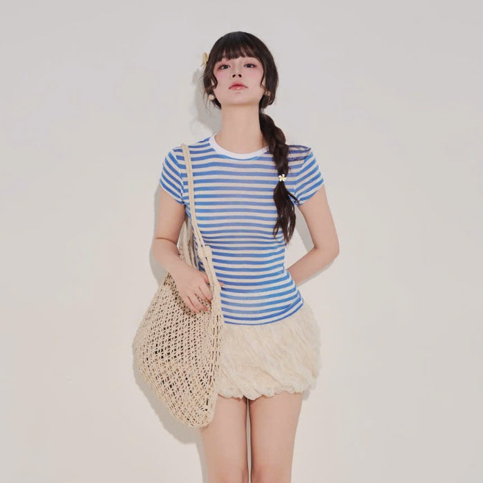 Colin Striped Paper T-Shirt With Short Sleeves