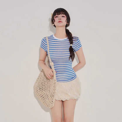 Colin Striped Paper T-Shirt With Short Sleeves