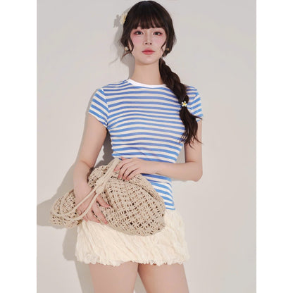 Colin Striped Paper T-Shirt With Short Sleeves