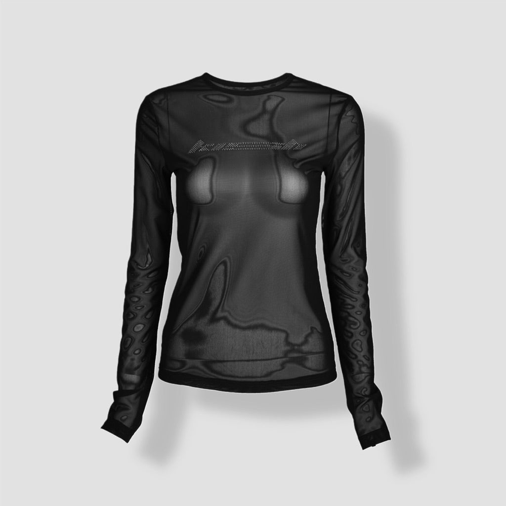 Kish Fitted Mesh Long-Sleeve Top