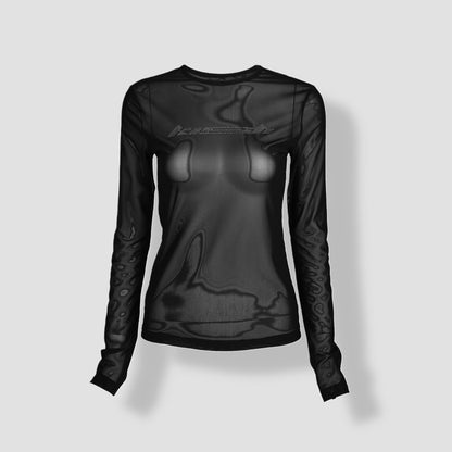 Kish Fitted Mesh Long-Sleeve Top