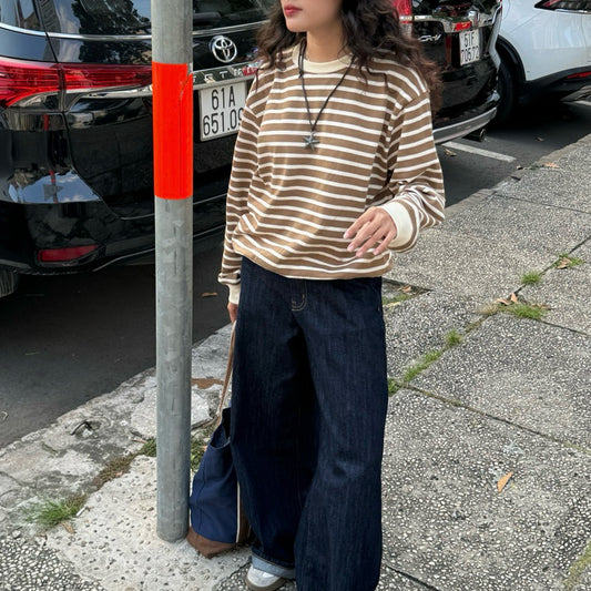 Aufra Studio Striped Crew Sweater Tee