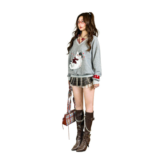 Aiai Studio Furry Angel Collar Sweater