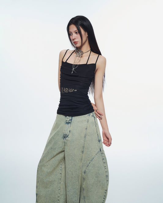Bunny Hill Aysel Lace Panel Top (Black) (Pre-order) - Em Clothing