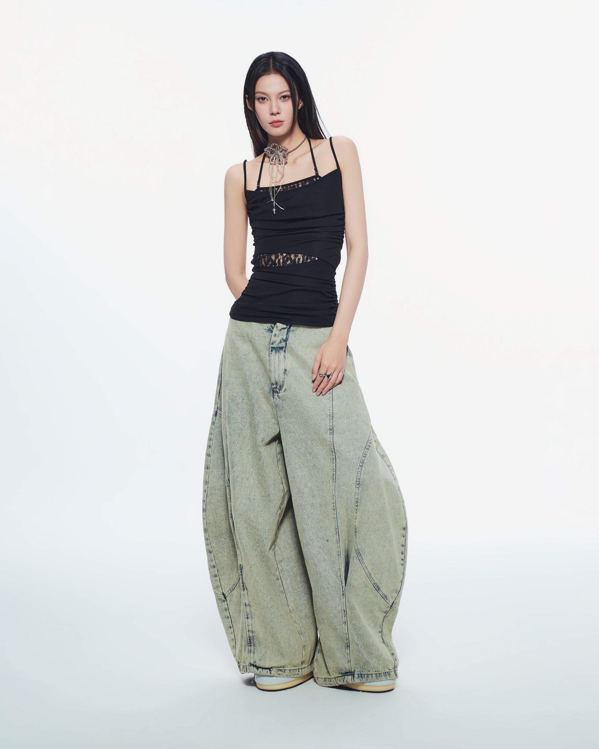 Bunny Hill Aysel Lace Panel Top (Black) (Pre-order) - Em Clothing