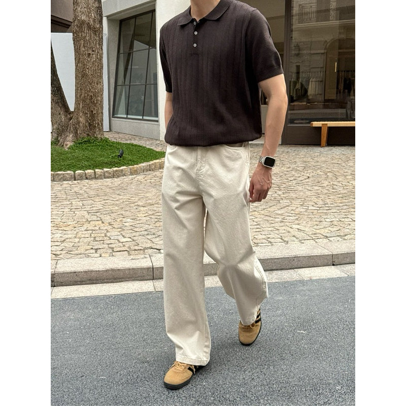 WHOSE Beige Ver 2 Wide Straight Jeans (Pre-order)
