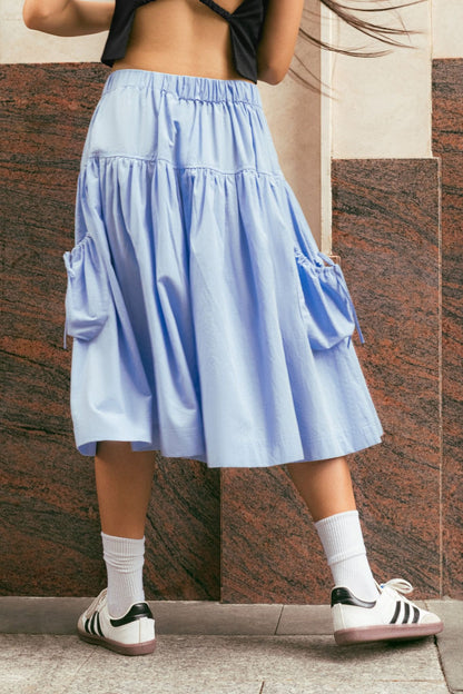 Libe Baby Blue Mid Length Pockets Skirt (Pre-order)