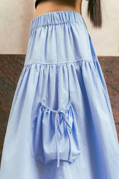Libe Baby Blue Mid Length Pockets Skirt (Pre-order)