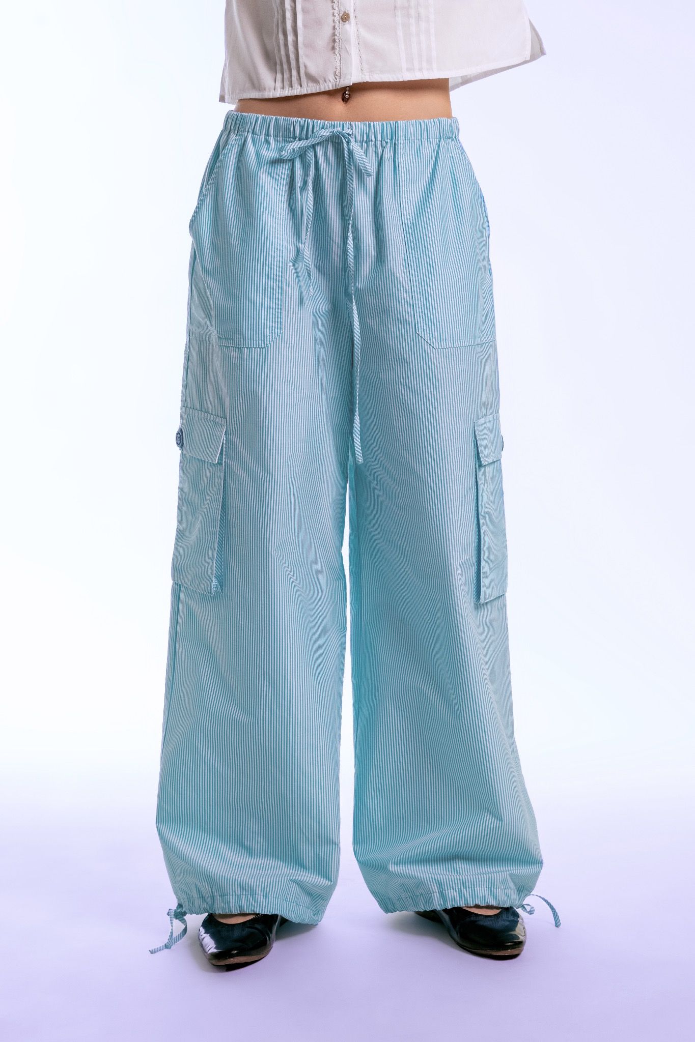 Libe Baby Blue Striped Cargo Pants (Pre-order)