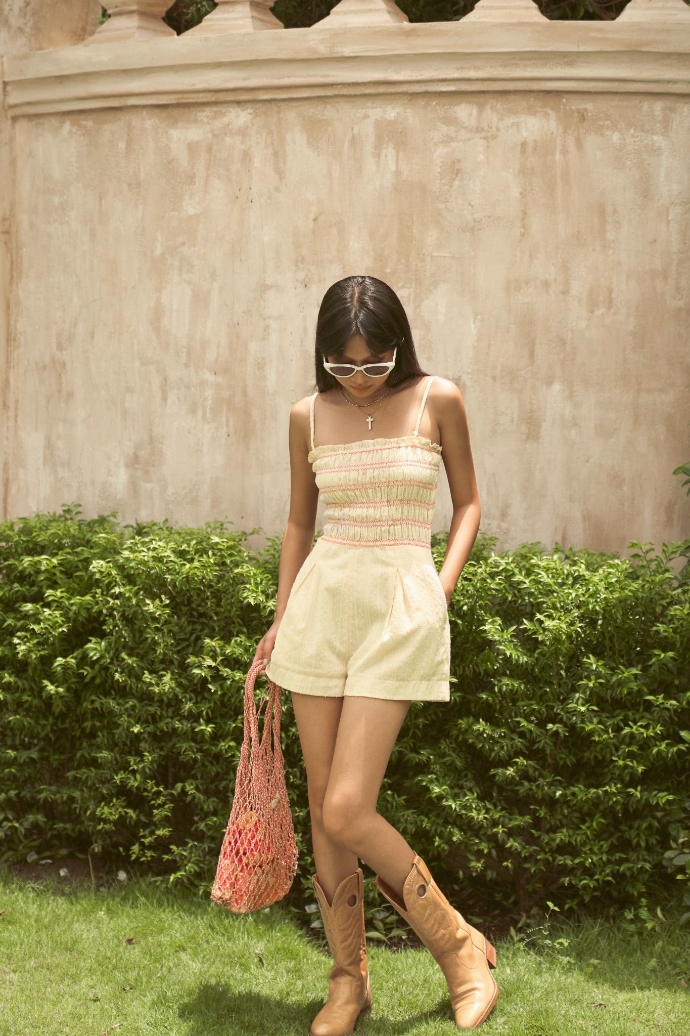 Libe Baby Yellow Strappy Smock Mini Jumpsuit (Pre-order)