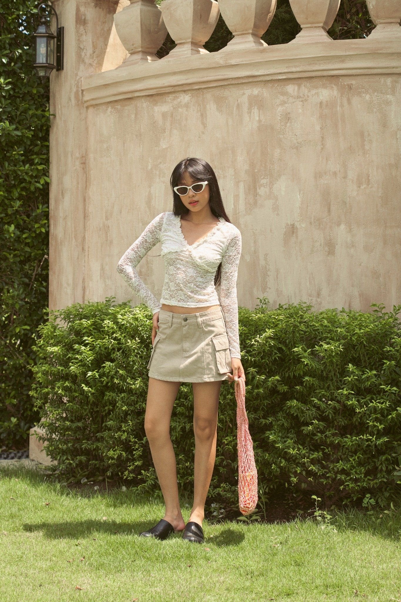 Libe Beige Cargo Mini Skirt (Pre-order)