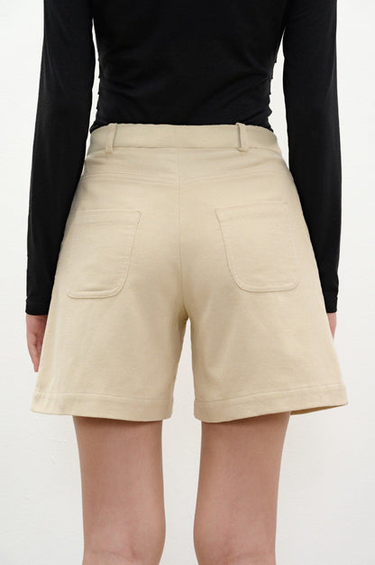 Libe Beige Corduroy Bermuda Shorts (Pre-order)