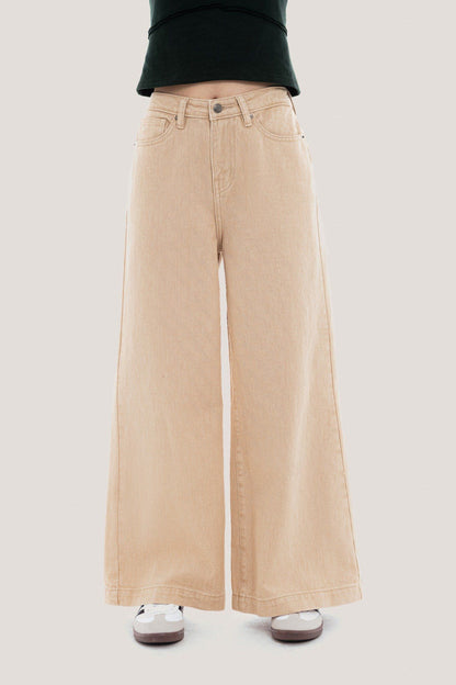 Libe Beige Wide Leg Jeans (Pre-order)