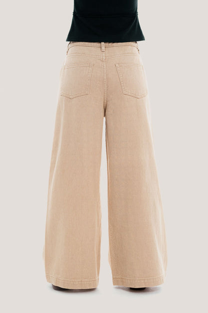 Libe Beige Wide Leg Jeans (Pre-order)
