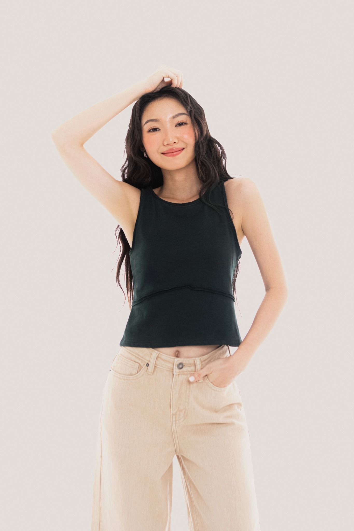 Libe Beige Wide Leg Jeans (Pre-order)