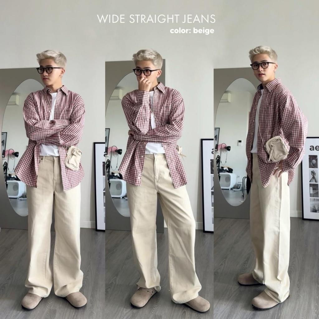 WHOSE Beige Wide Straight Jeans
