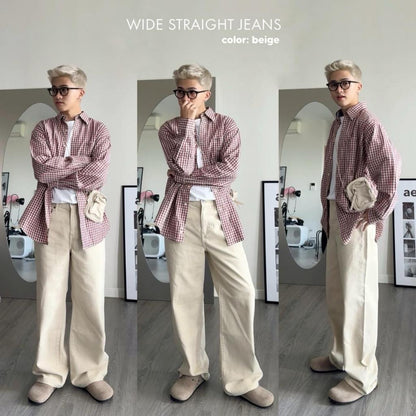 WHOSE Beige Wide Straight Jeans