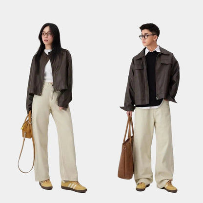 WHOSE Beige Wide Straight Jeans