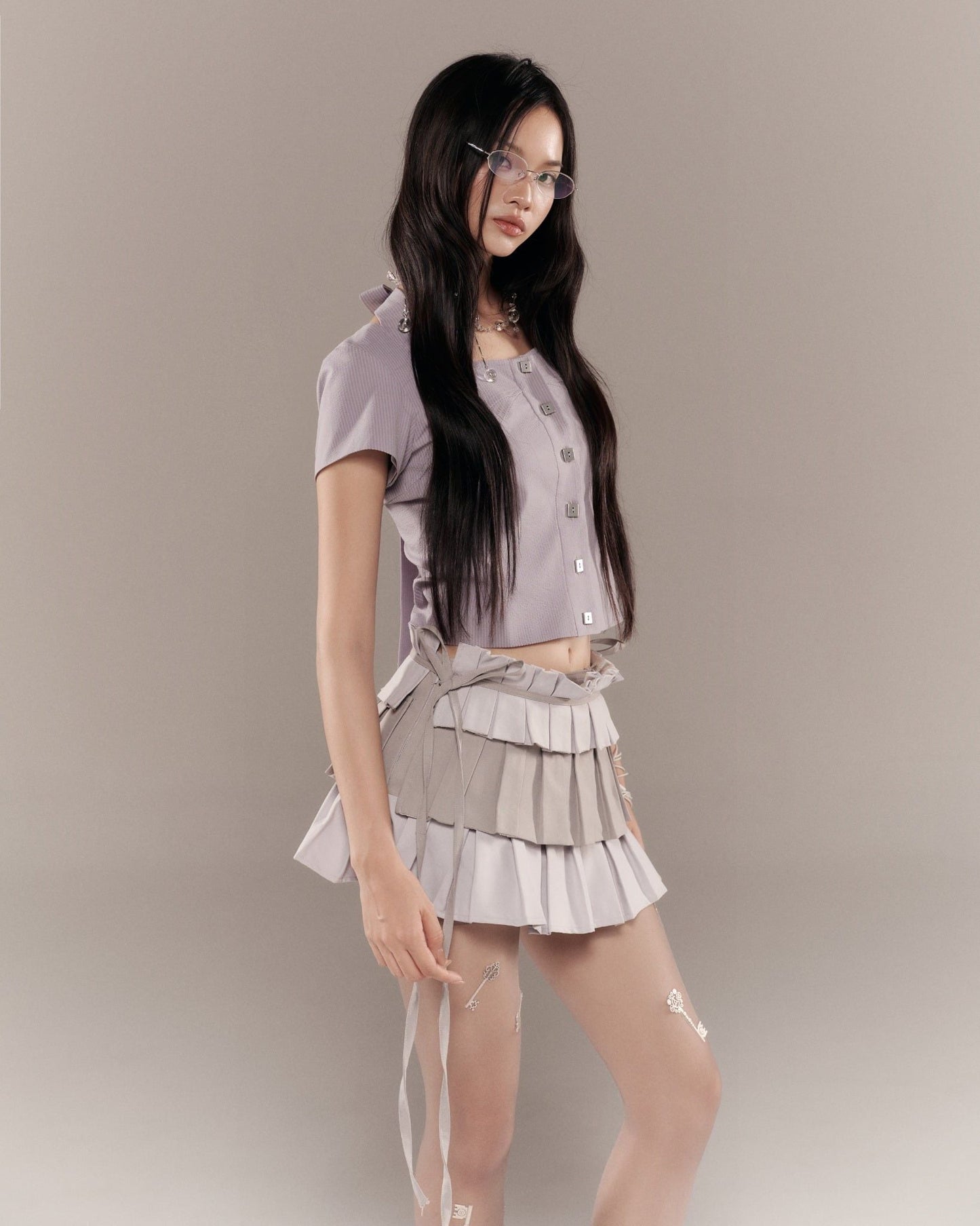 Bunny Hill Birdie Top (Grey Stripes)