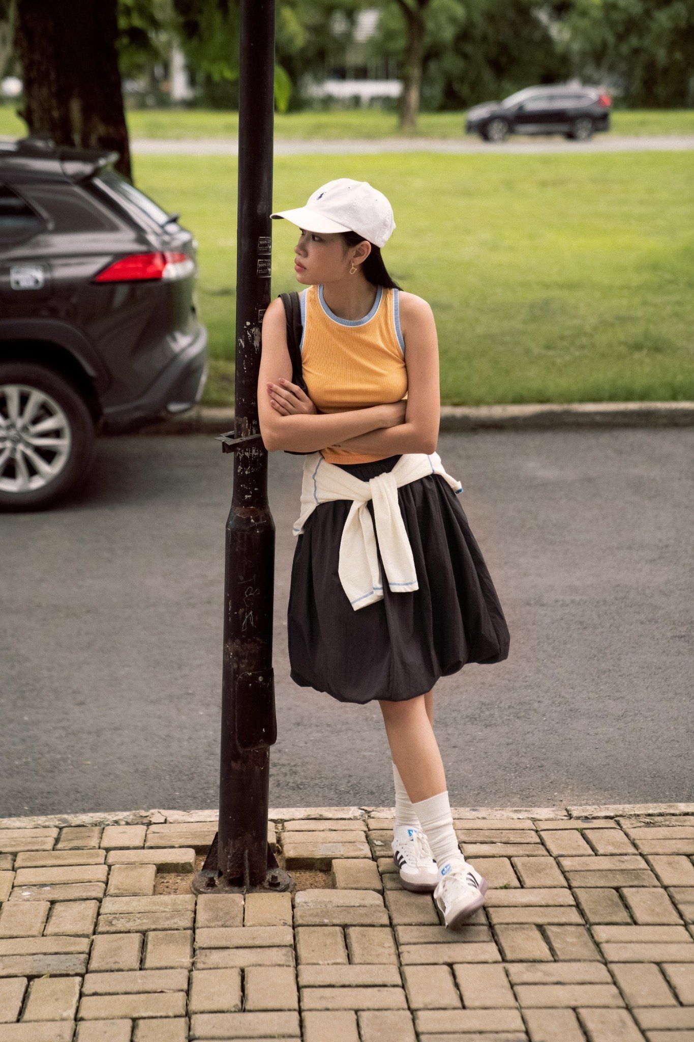Libe Black Bubble Low Waist Parachute Mid-Length Skirt (Pre-order)