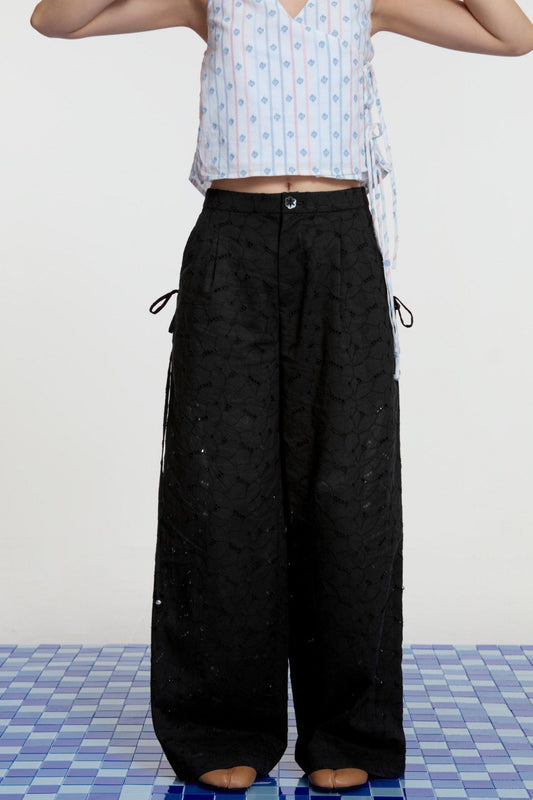 Libe Black Embroidered Trousers (Pre-order)