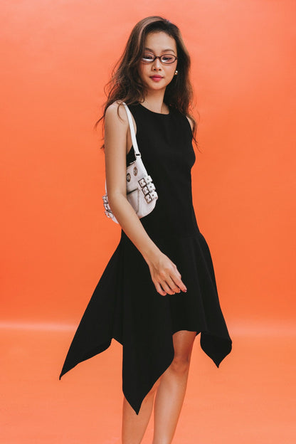 Libe Black Handkerchief Mini Dress (Pre-order)
